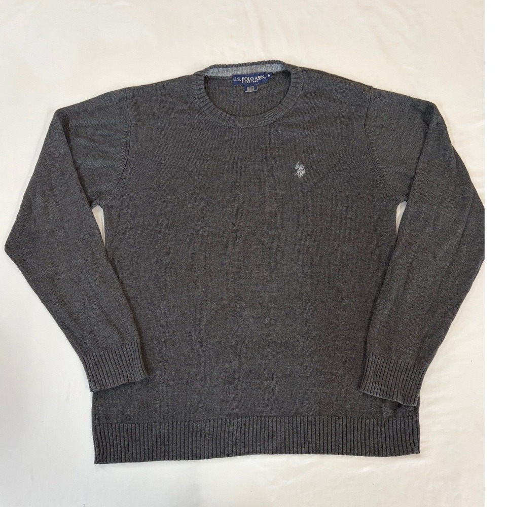 US Polo Assn Mens Gray Crewneck Sweater Long Sleeve Logo BRUSR5487 Small